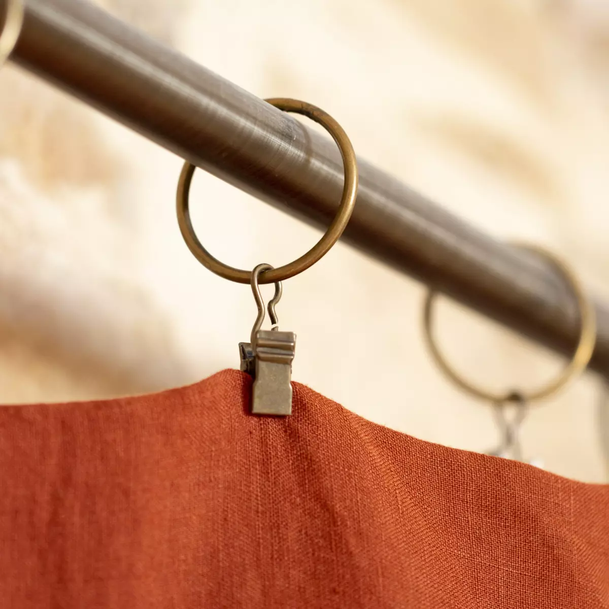 Rideau lin lavé ajustable (140 x max 270 cm) Louise Terracotta 4