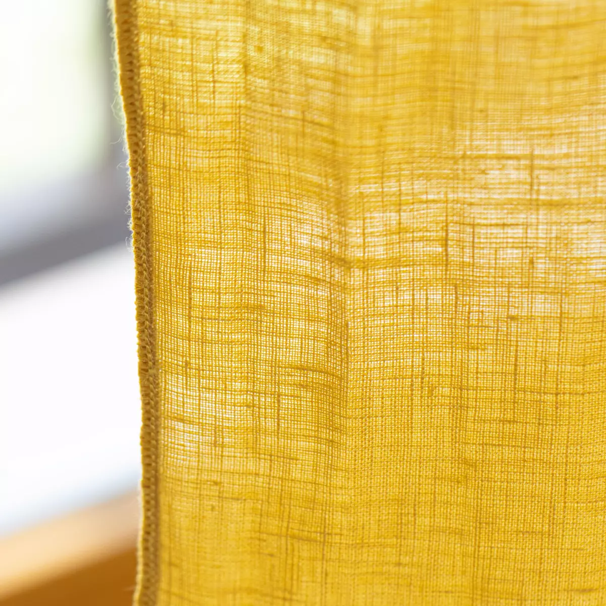 Höhenverstellbarer Vorhang aus gewaschenem Leinen (140 x max 270 cm) Louise Honiggelb 3