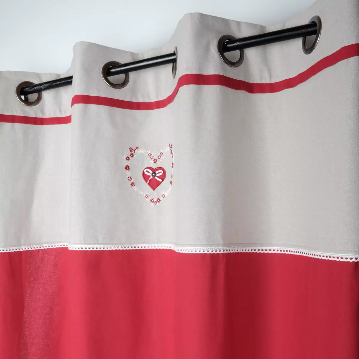 Rideau coton (140 X 260 cm) Pauline Rouge 2