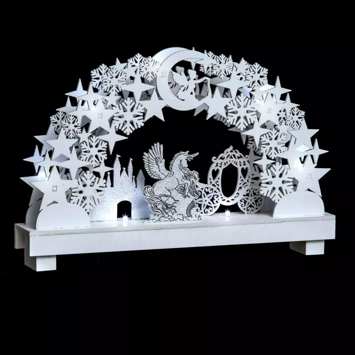 Scène lumineuse Château enchanté en bois Blanc froid 1