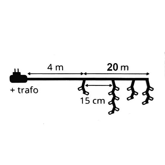 Stalattitie luminosa lung.20 m Bianco freddo 490 LED CB 5