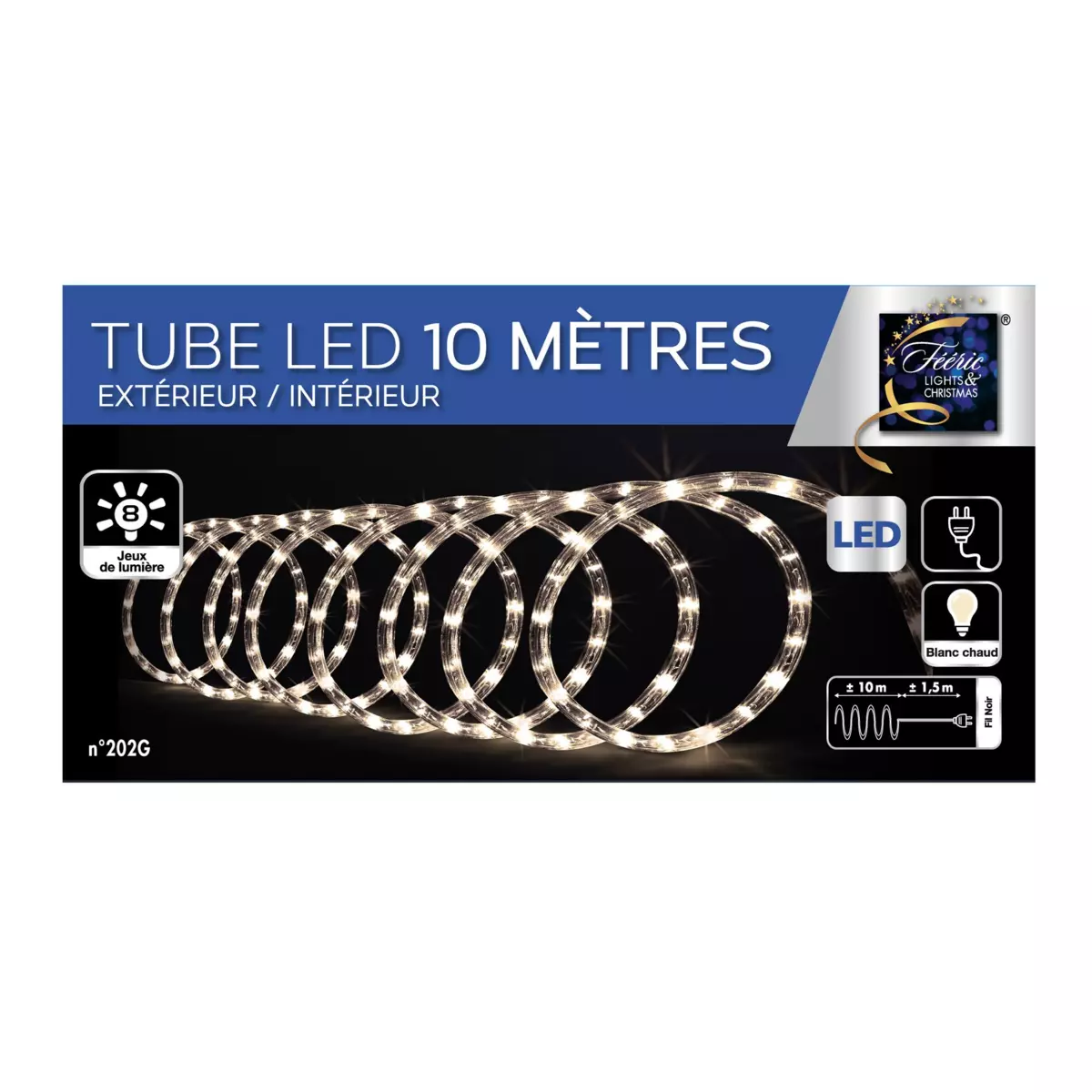 Verlichte slang 10 m Warm wit 180 LED 3