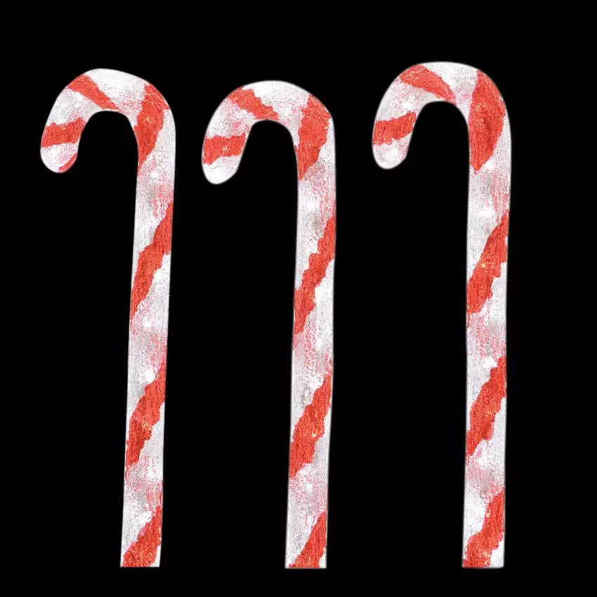 Lote de 3 bastones de caramelo luminosos Blanco frío 90 LED 3