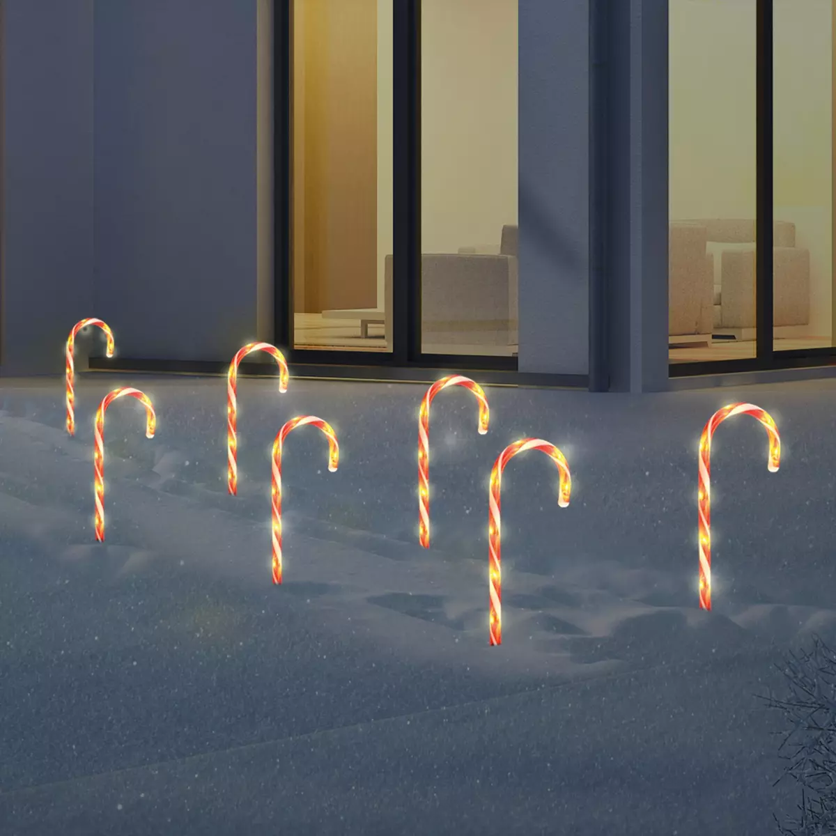 Lot de 8 sucres d'orge lumineux à piles Candy petit format  56 LED 2