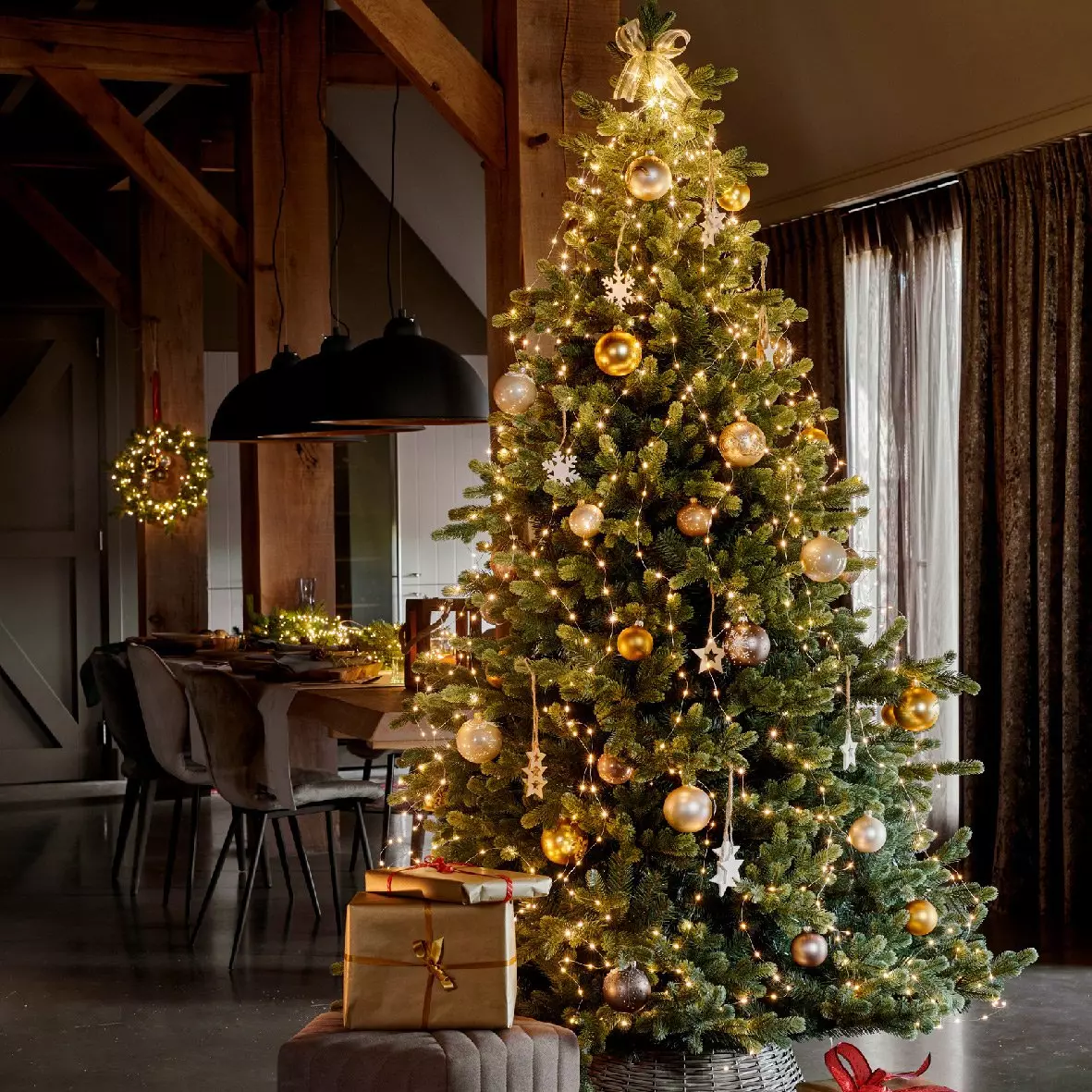 Cortina de luces para árbol Micro led H2,40 m Blanco cálido 832 LED 5