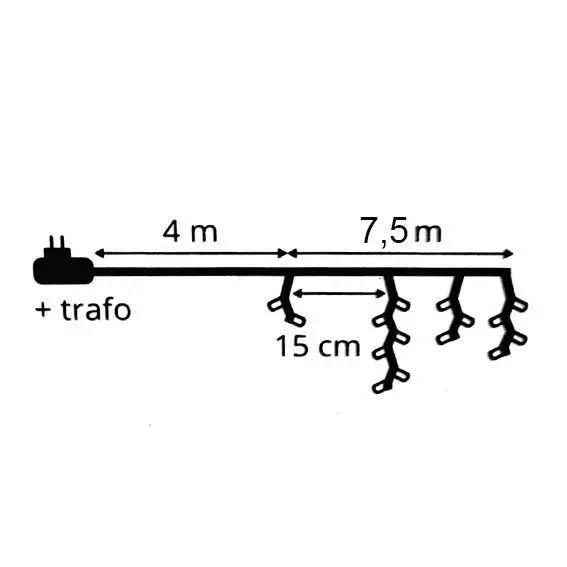 Stalattitie luminosa lung.7,50 m Bianco caldo 175 LED CB 6