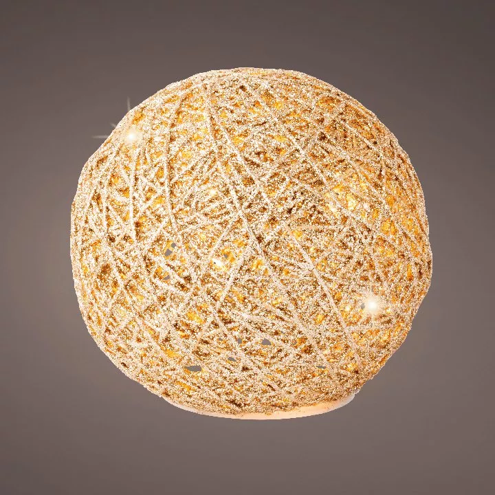 Boule lumineuse déco à piles 20 LED (D15 cm) Or et blanc chaud