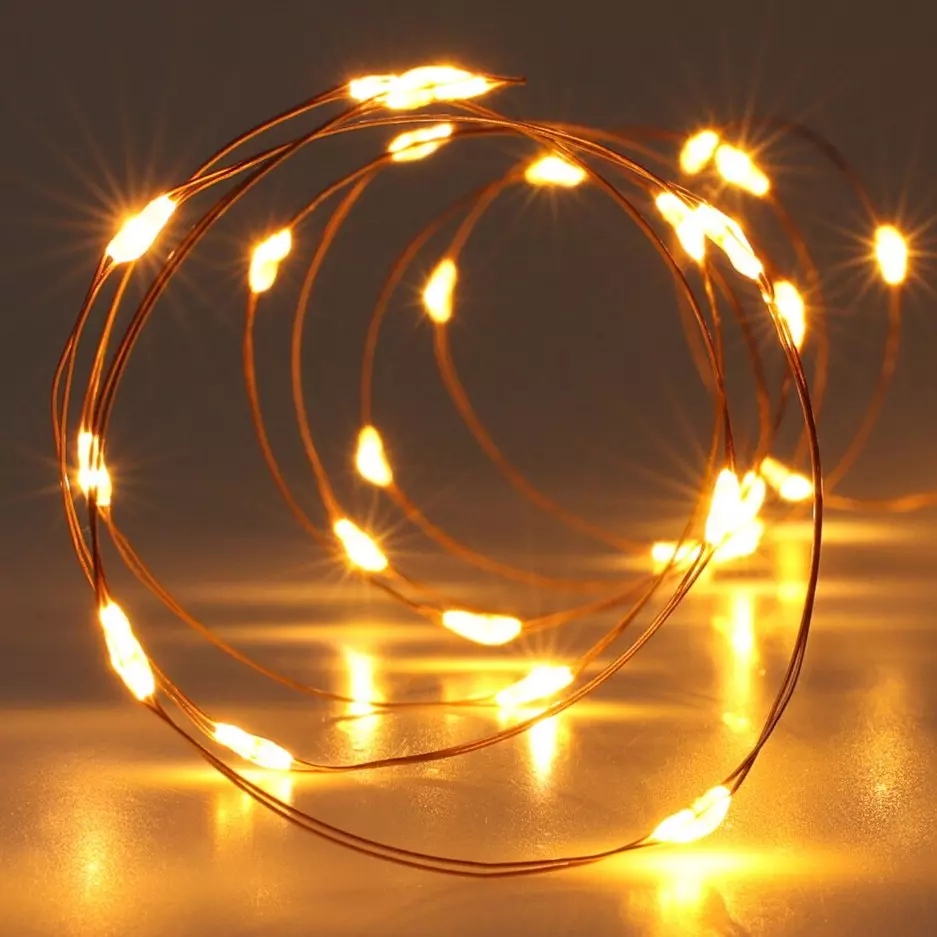 Ghirlanda luminosa Micro LED 2 m Bianco molto caldo 100 LED CO à piles 1