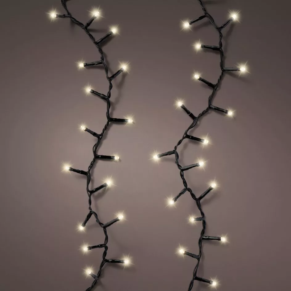 Cascade lumineuse à piles 2 m 512 LED câble noir Durawise Blanc chaud