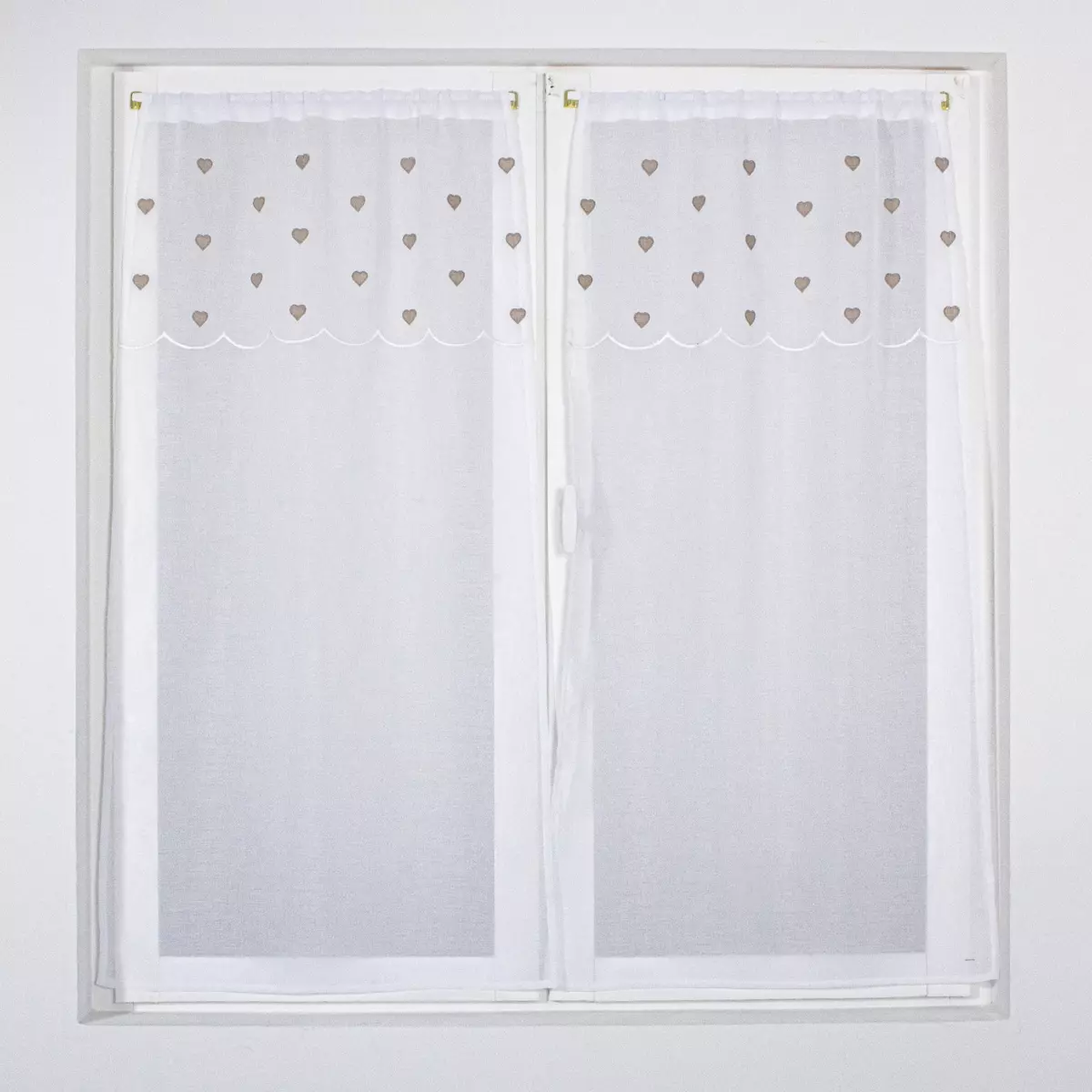 Paire de voilages (60 x 120 cm) Cœurs Beige 1