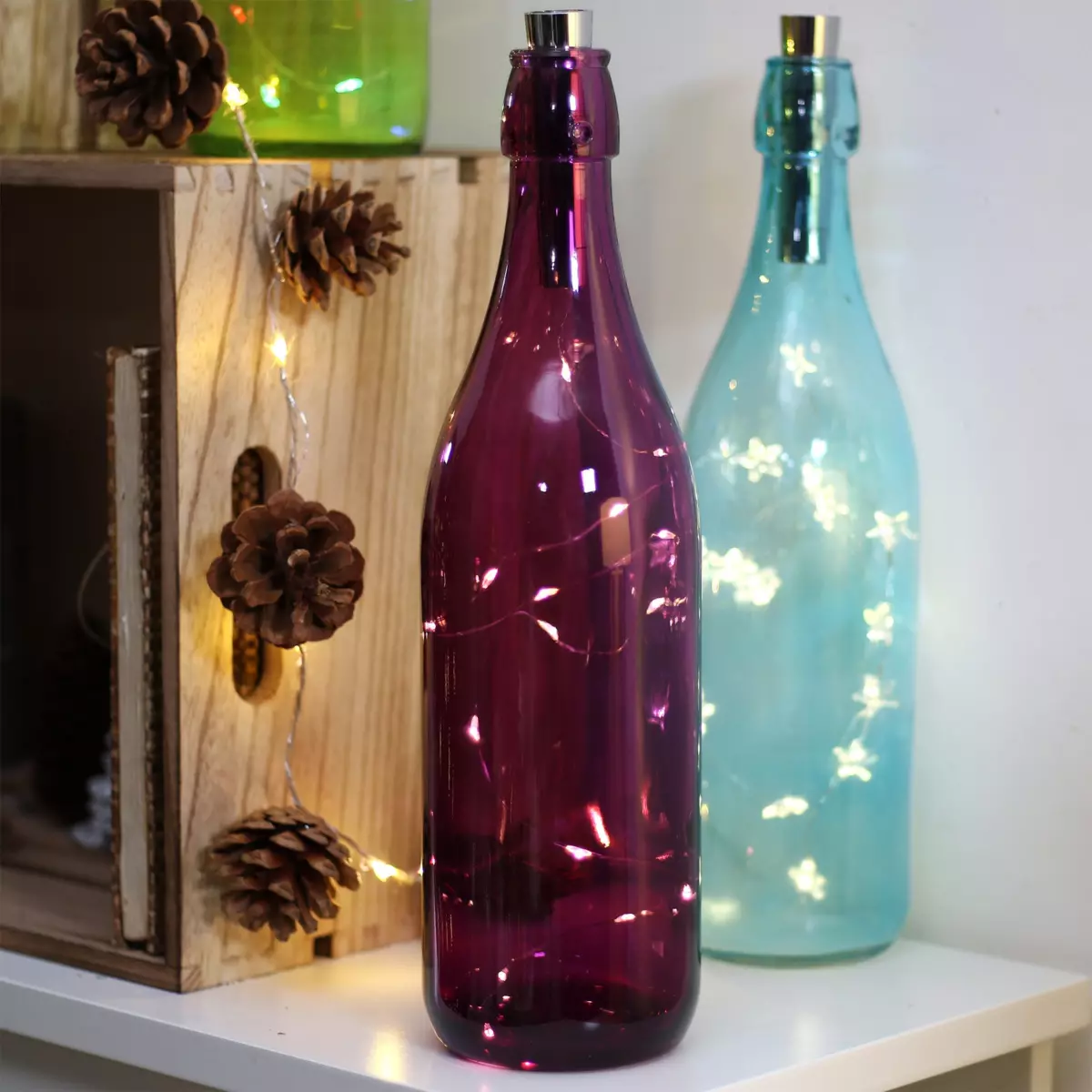 Lichtsnoer Micro LED Timer 0,09 m warmwit 15 LED voor in fles 1