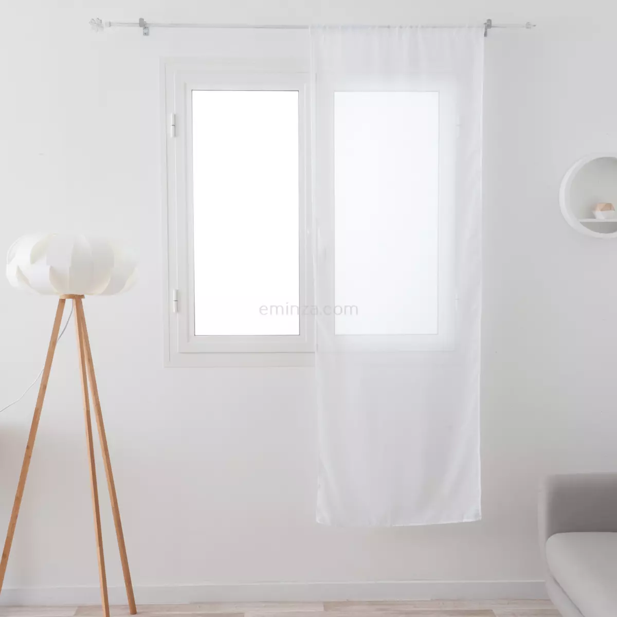 Voilage vitrage (70 x 200 cm) Etamine givrée Blanc 1