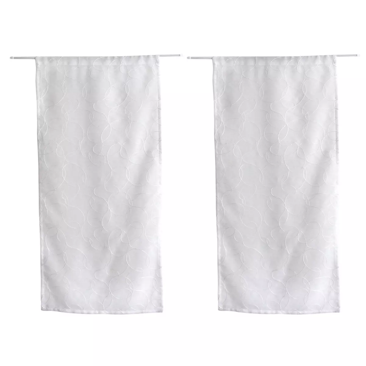 Par de visillos bordados (60 x 120 cm) Galet Blanco 3