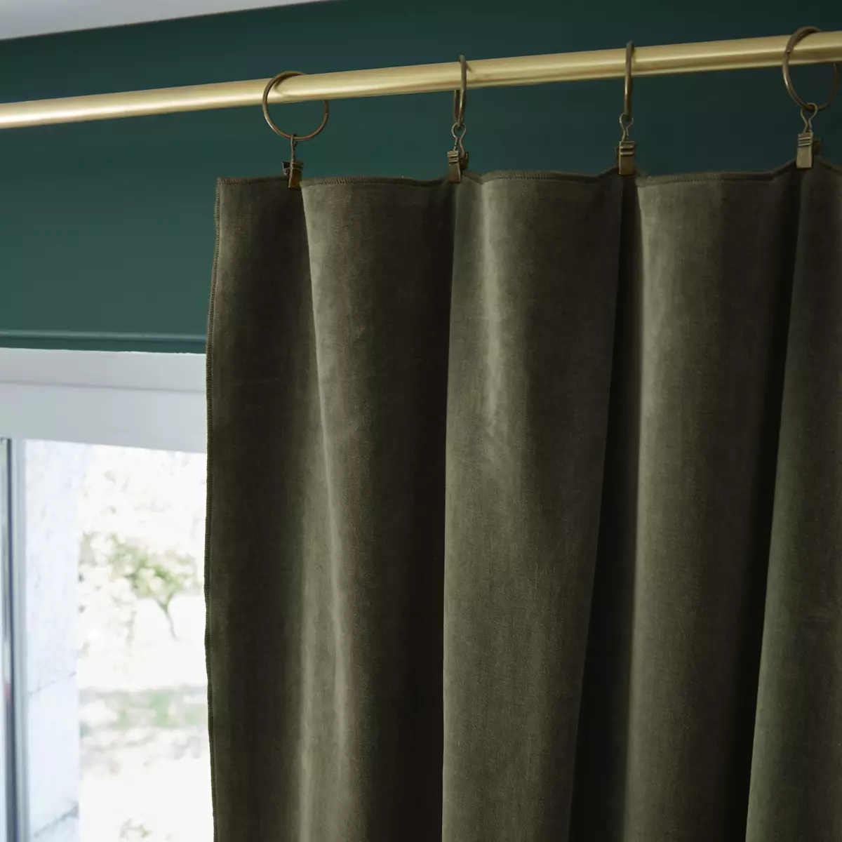 Rideau velours de coton ajustable (140 x max 270 cm) César Vert thym 3