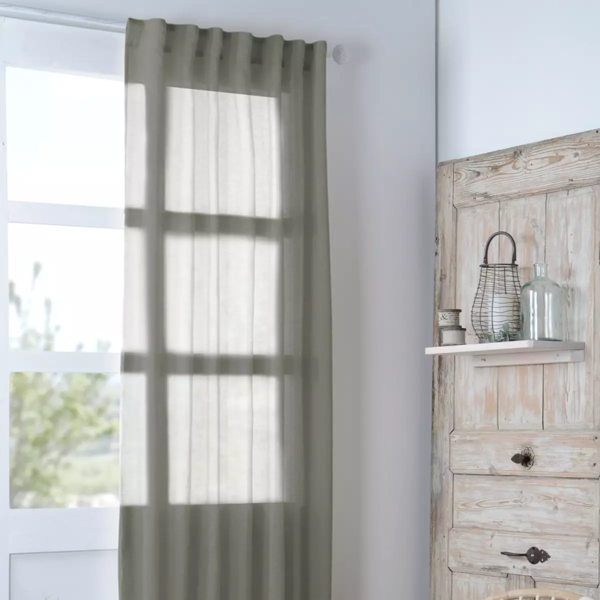 Visillo cinta fruncidora (140 x 260 cm) Madrid Verde kaki 1