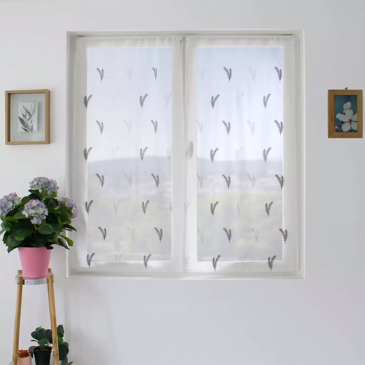 Paire de voilages (60 x 120 cm) Calisson Grise 1