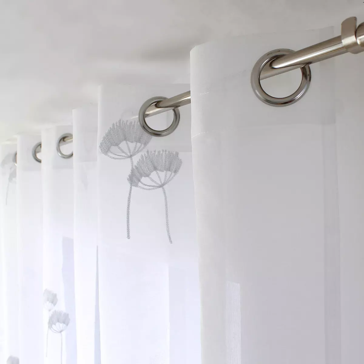 Voilage brodé (140 x 240 cm) Cosmos Blanc 2