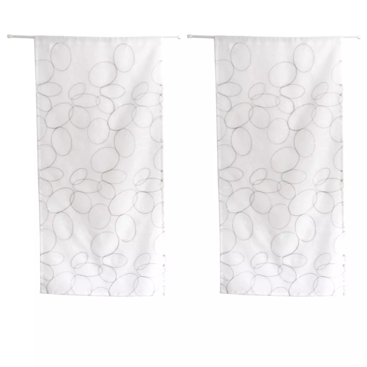 Paire de voilages brodés (60 x 160 cm) Galet Gris 3