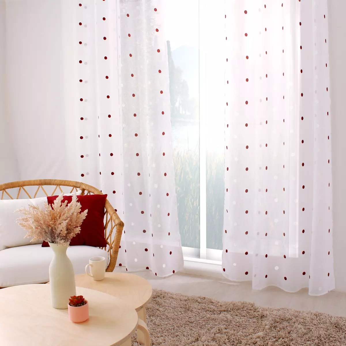 Voilage (140 x 240 cm) Smarties Bordeaux 1