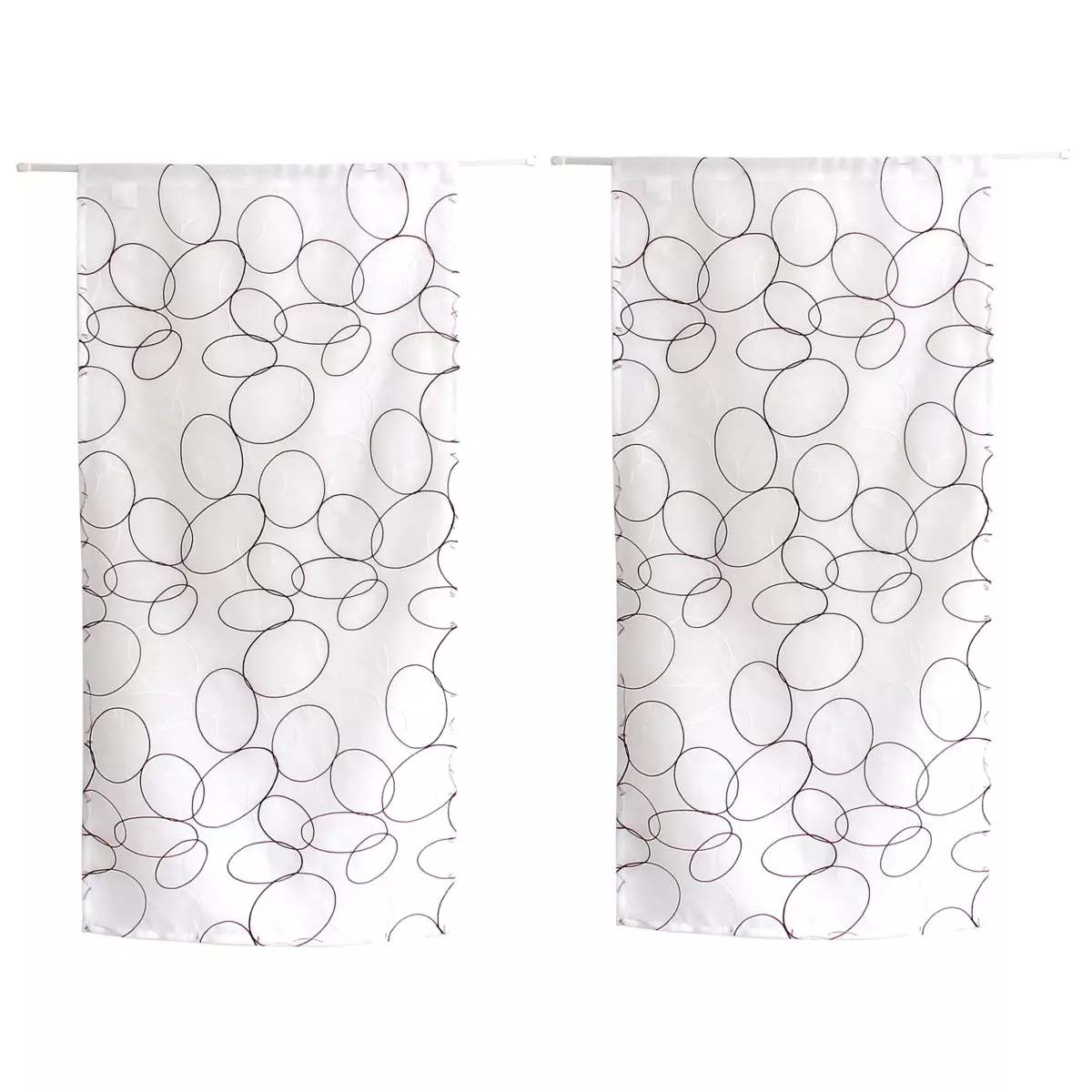 Paire de voilages brodés (60 x 90 cm) Galet Bordeaux 3