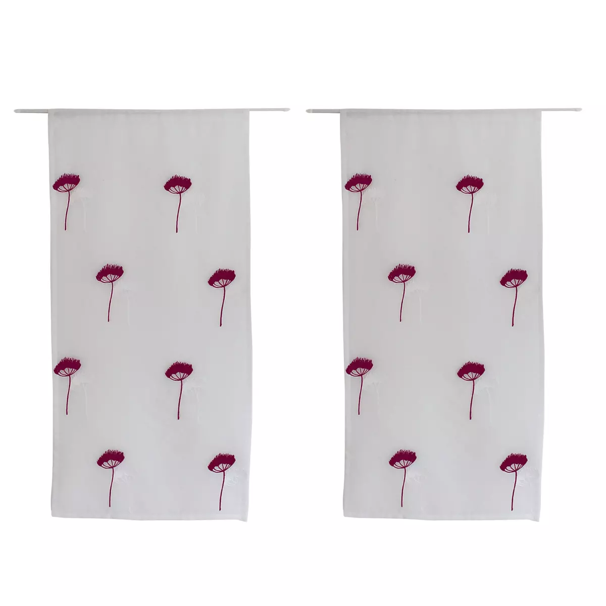 Paire de voilages brodés (60 x 90 cm) Cosmos Bordeaux 3