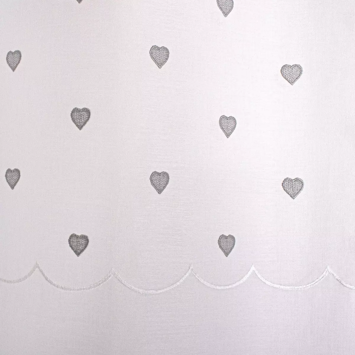 Par de visillos (60 x 120 cm) Corazones Gris 2