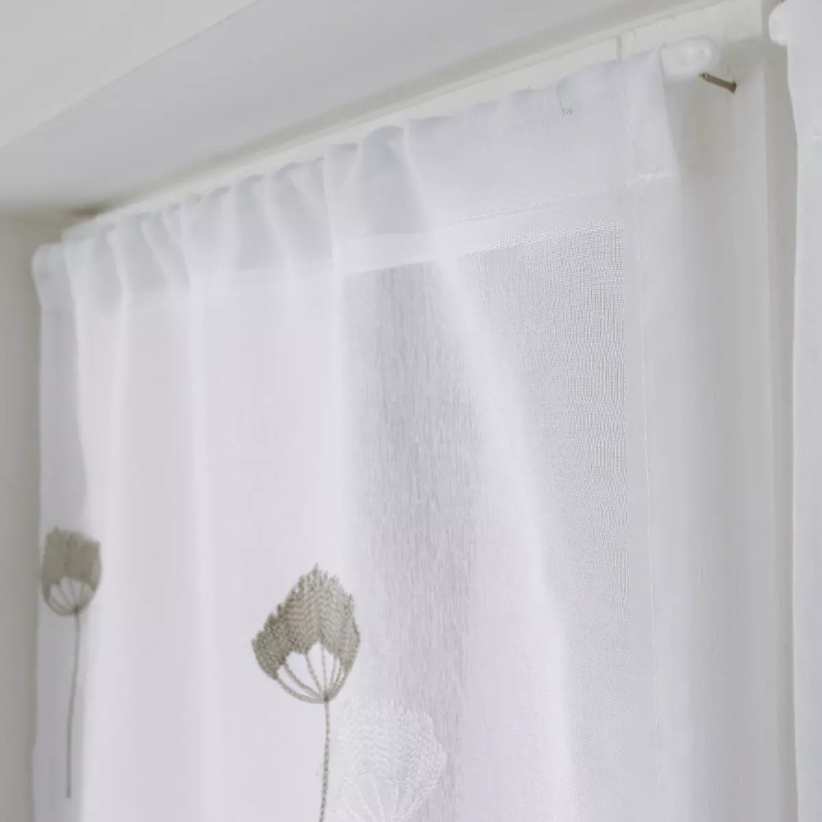 Paire de voilages brodés (60 x 90 cm) Cosmos Gris 2