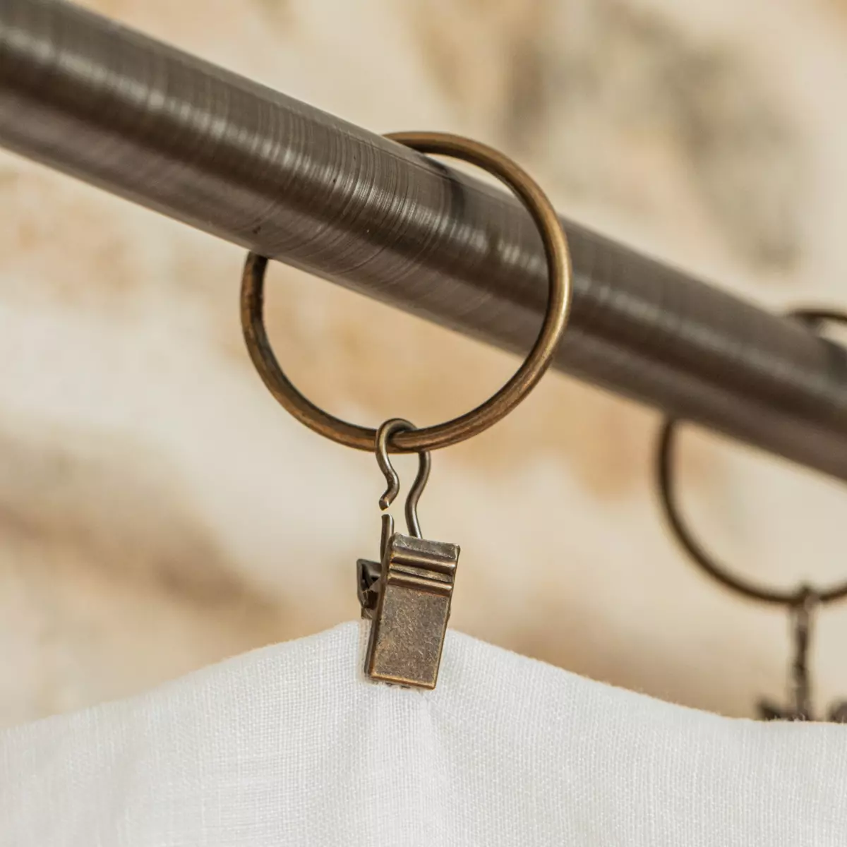 Overgordijn verstelbaar gewassen linnen (140 x max 270 cm) Louise Wit 5