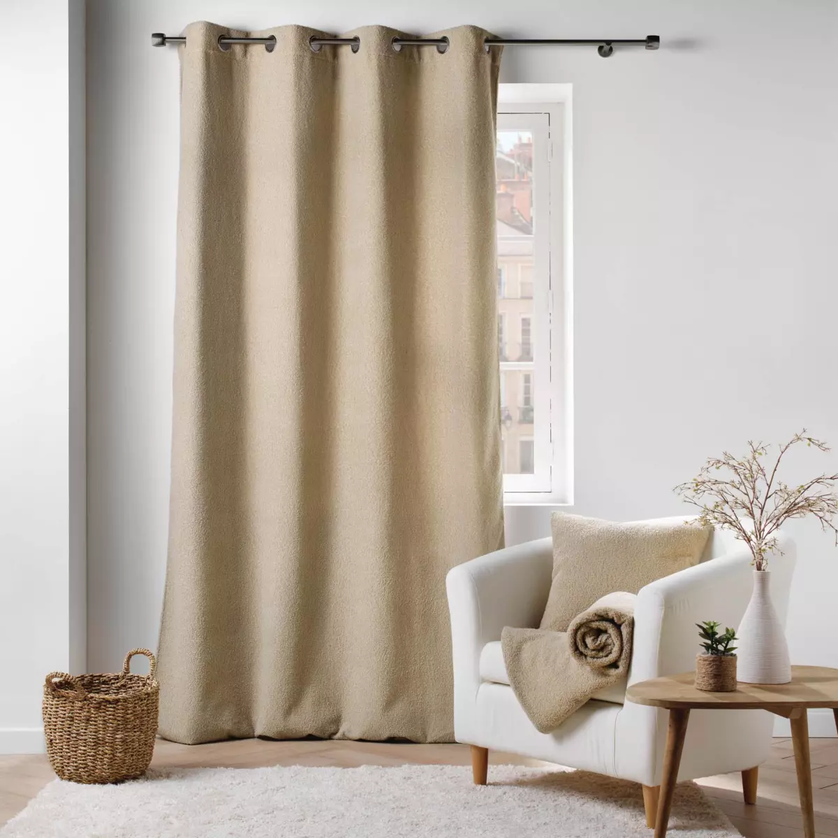 Rideau bouclette (140 x 240 cm) Wooly Beige