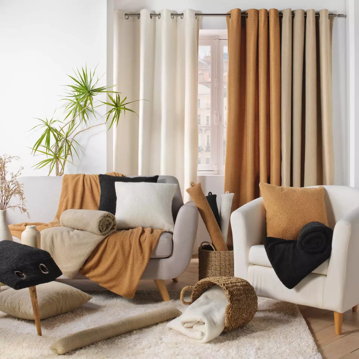 Tenda riccio (140 x 240 cm) Wooly Ecru