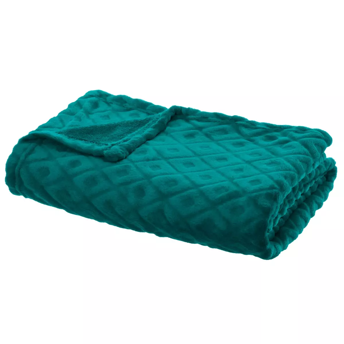 Zacht plaid (230 cm) 3D ruitdessin Eendblauw 1