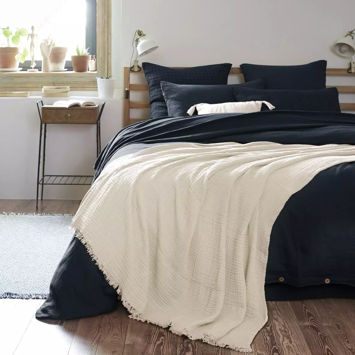 Manta en gasa de algodón (220 cm) Gaïa Beige pampa 1