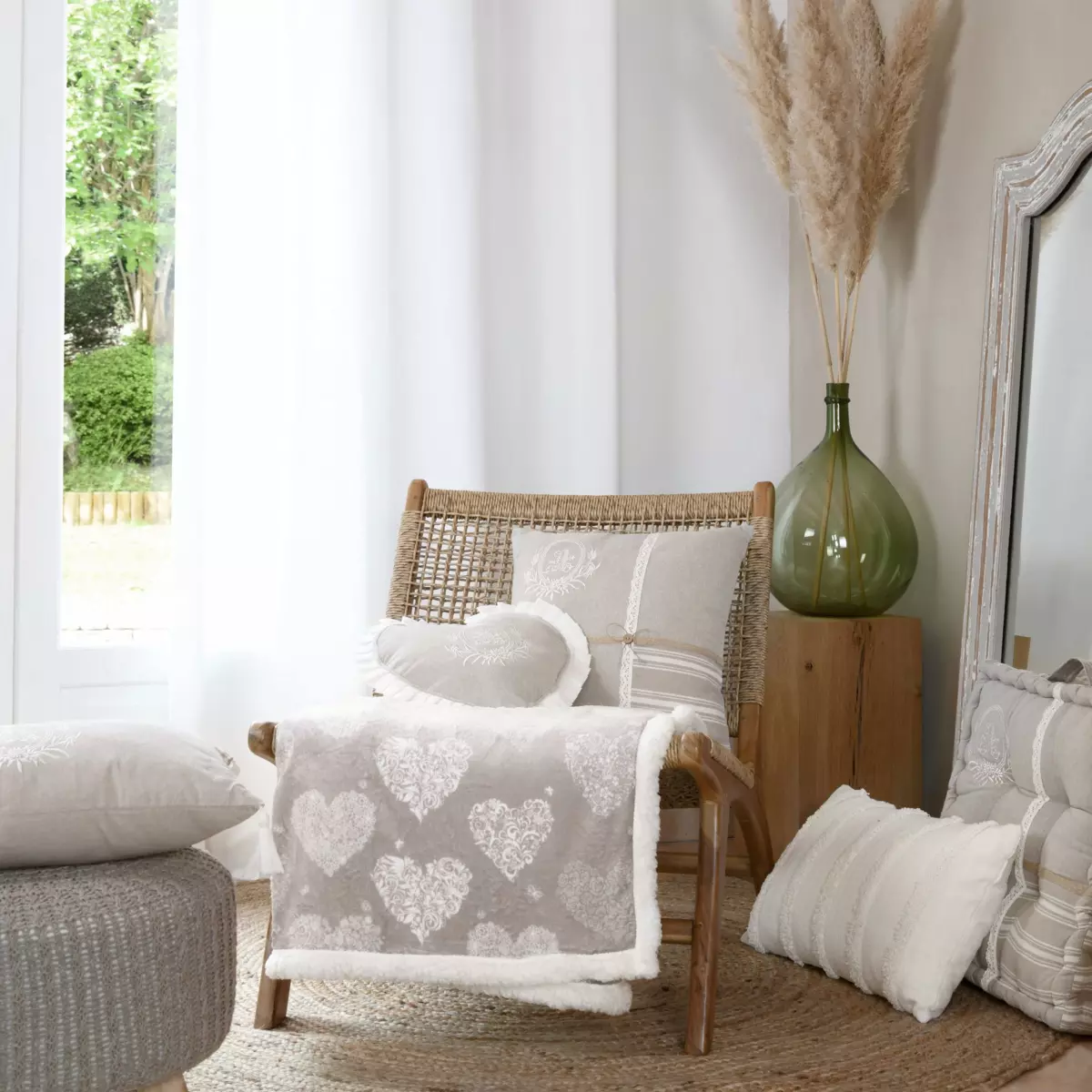 Coussin carré (40 cm) Adelaïde Beige 2