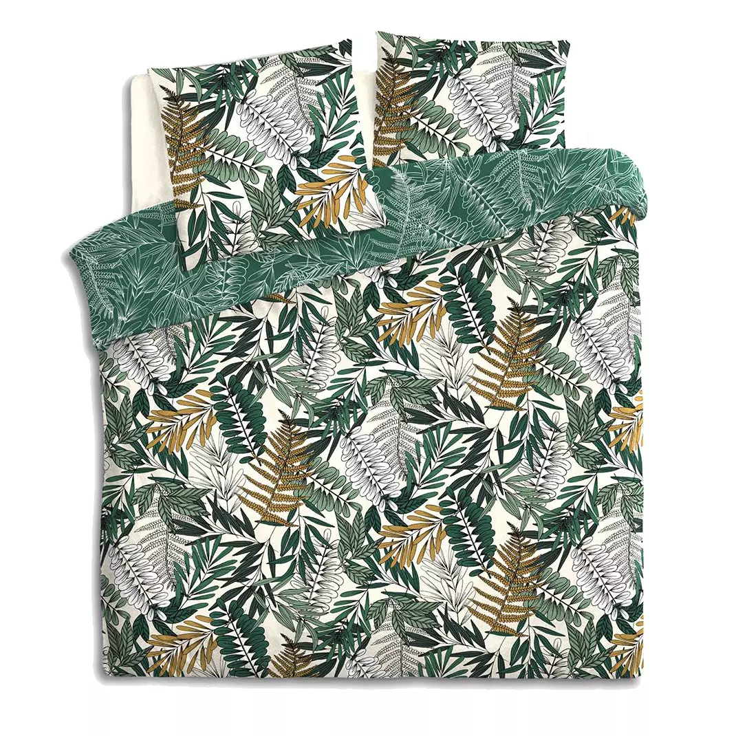 Baumwoll-Bettwäsche (240 cm) & 2 Kopfkissenbezüge Tropik Grün 2