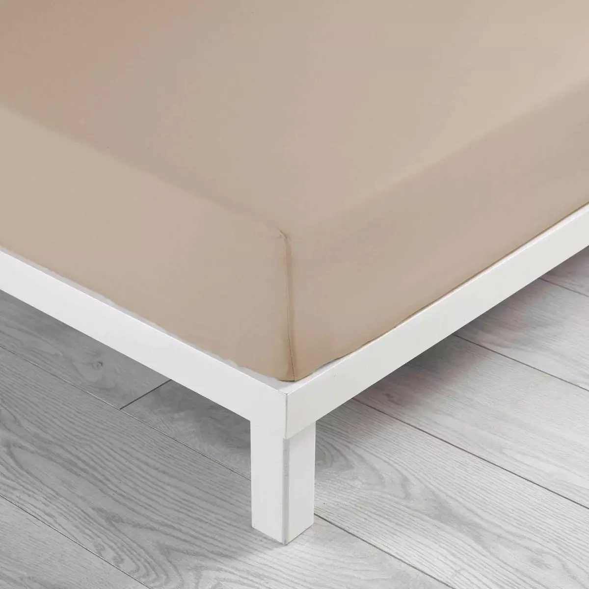 Drap housse coton lavé (160 cm) Linette Beige 1