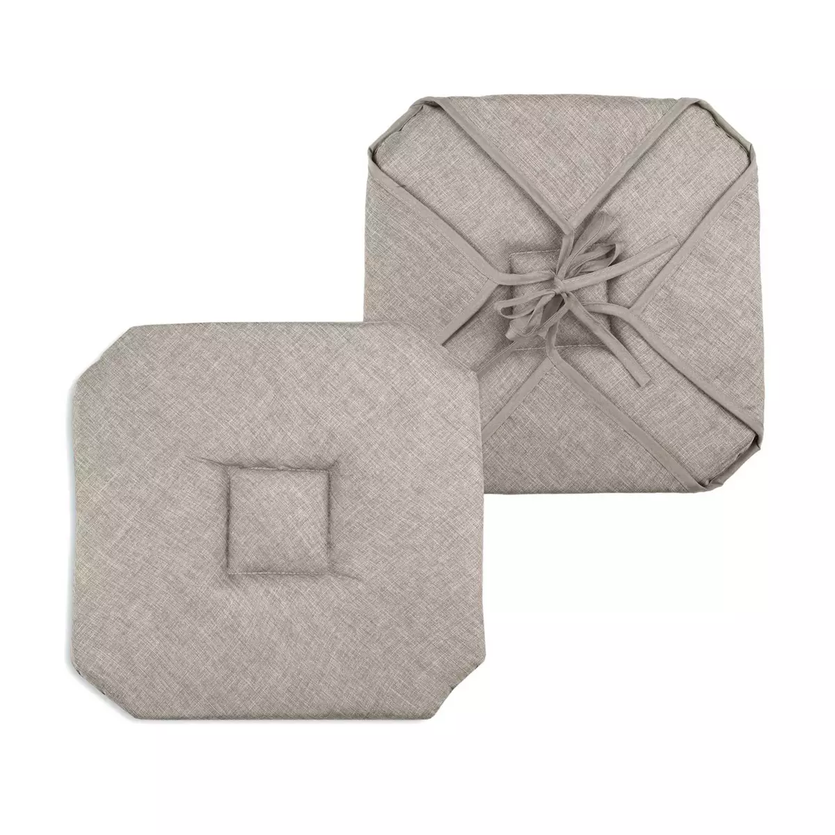 Galette de chaise carrée à rabats Béa Taupe clair 1