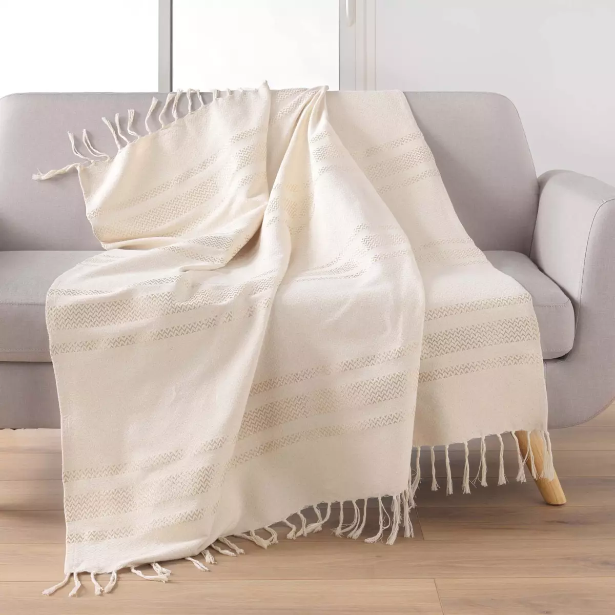 Plaid cotone (150 cm) Doreline Ecru