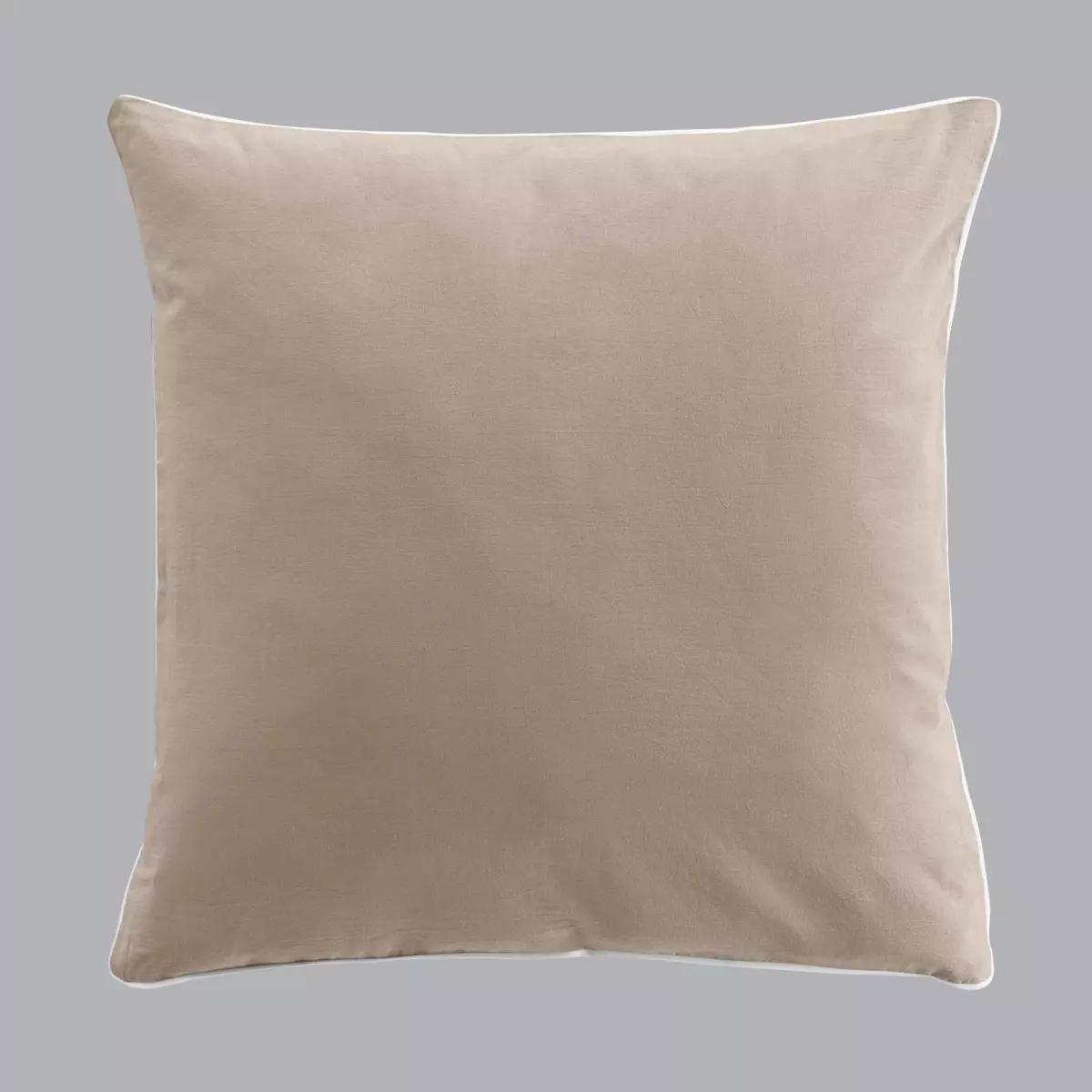 Housse de couette et deux taies coton lavé (240 cm) Linette Beige 3