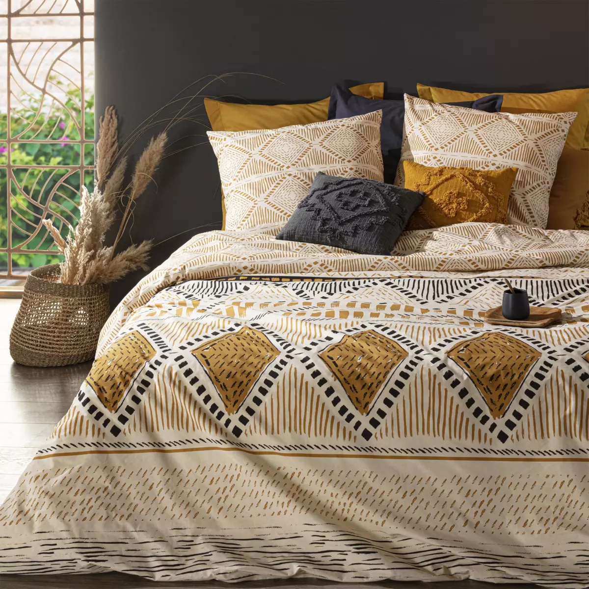 Funda nórdica y dos fundas para almohadones (240 cm) Ray Lilim Amarillo Ocre 1