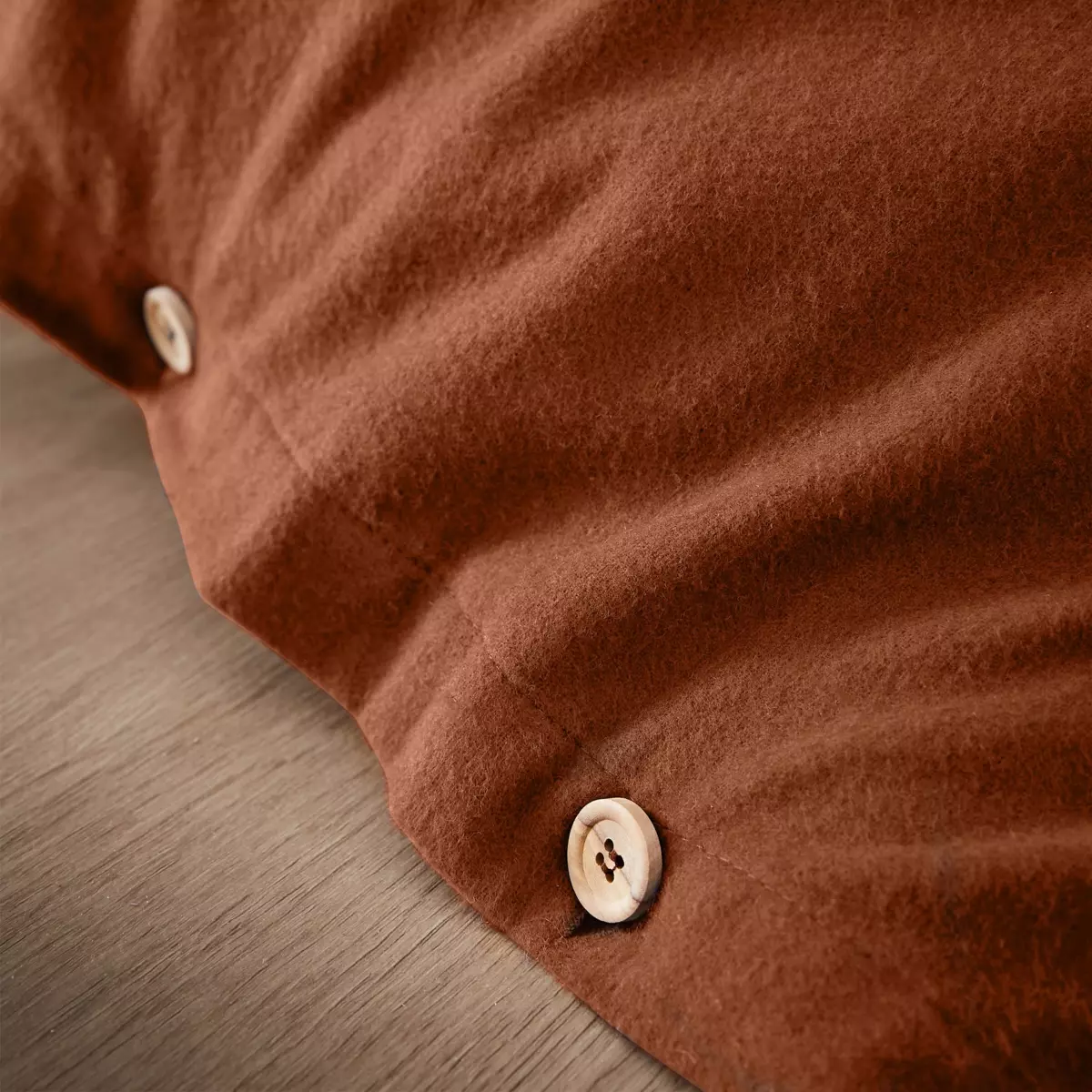 Housse de couette flanelle de coton (240 cm) Théa Terracotta 3