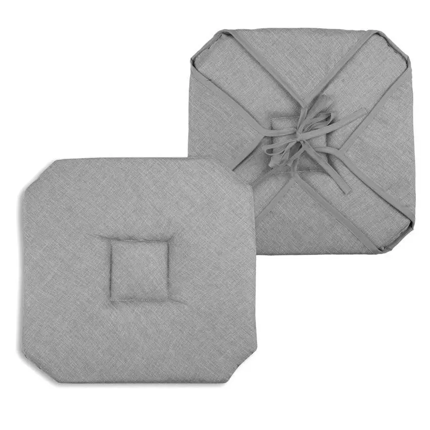 Galette de chaise carrée à rabats Béa Grise 1