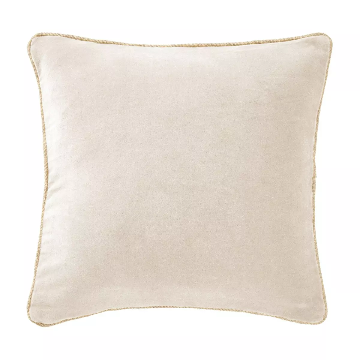 Coussin carré velours de coton (45 cm) César Beige pampa 1