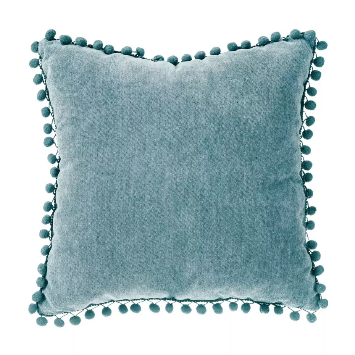 Quadratisches Kissen (40 cm) Pompons Petrol 1