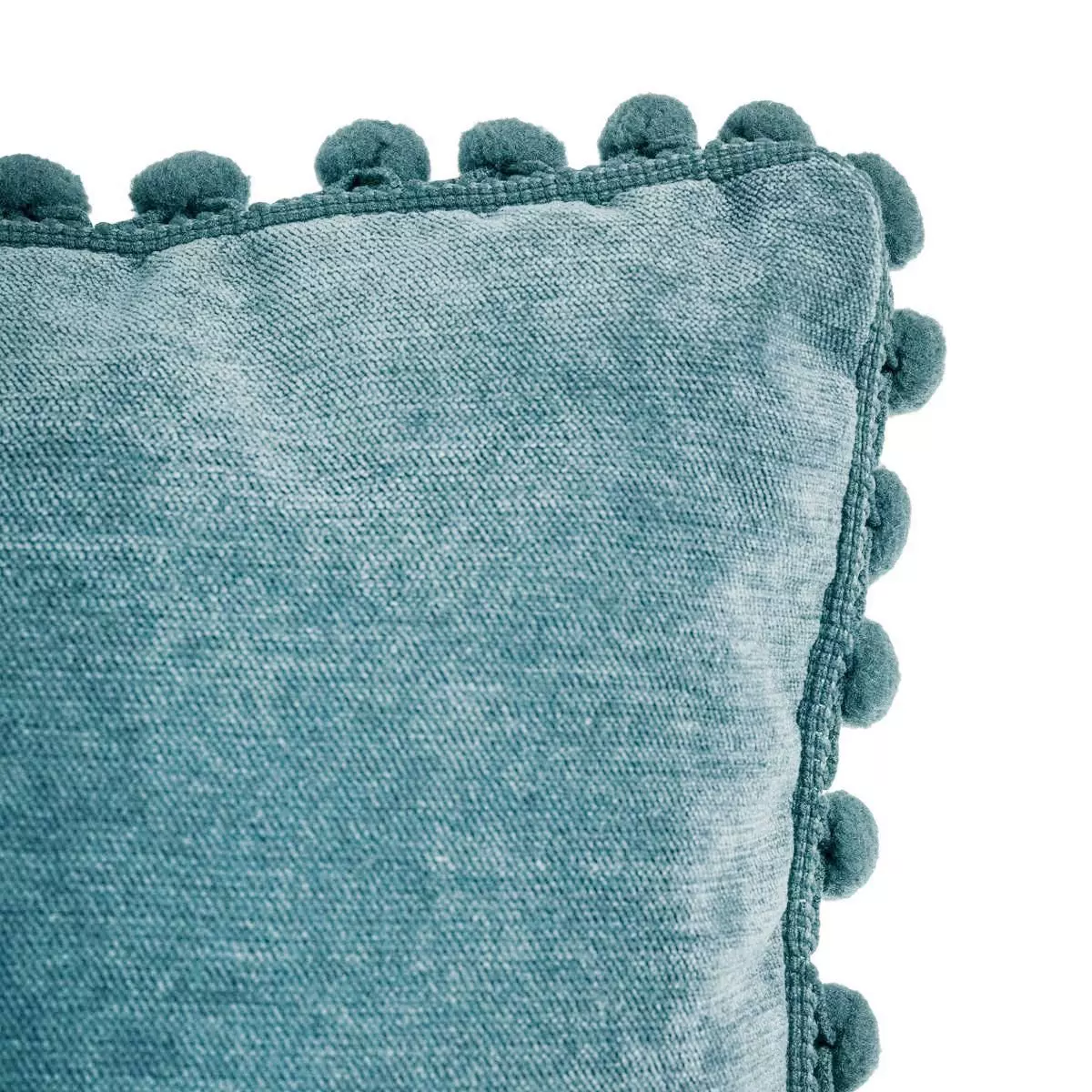 Quadratisches Kissen (40 cm) Pompons Petrol 5