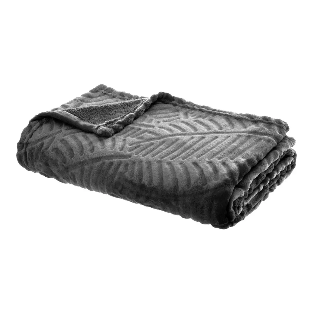 Plaid morbido (150 cm) 3D Feuille Grigio 1