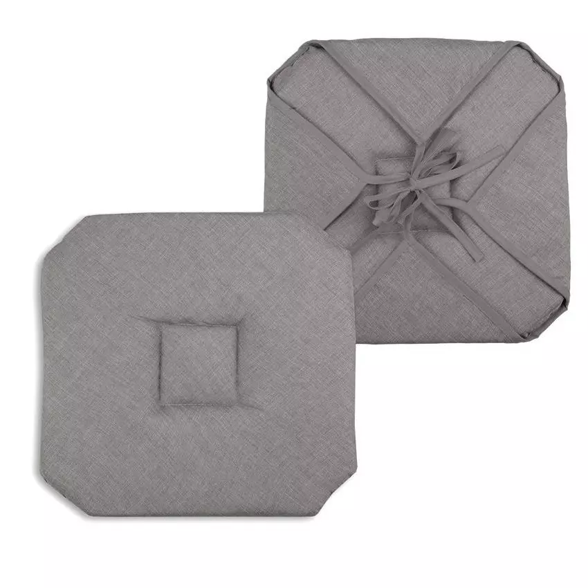 Galette de chaise carrée à rabats Béa Taupe 1