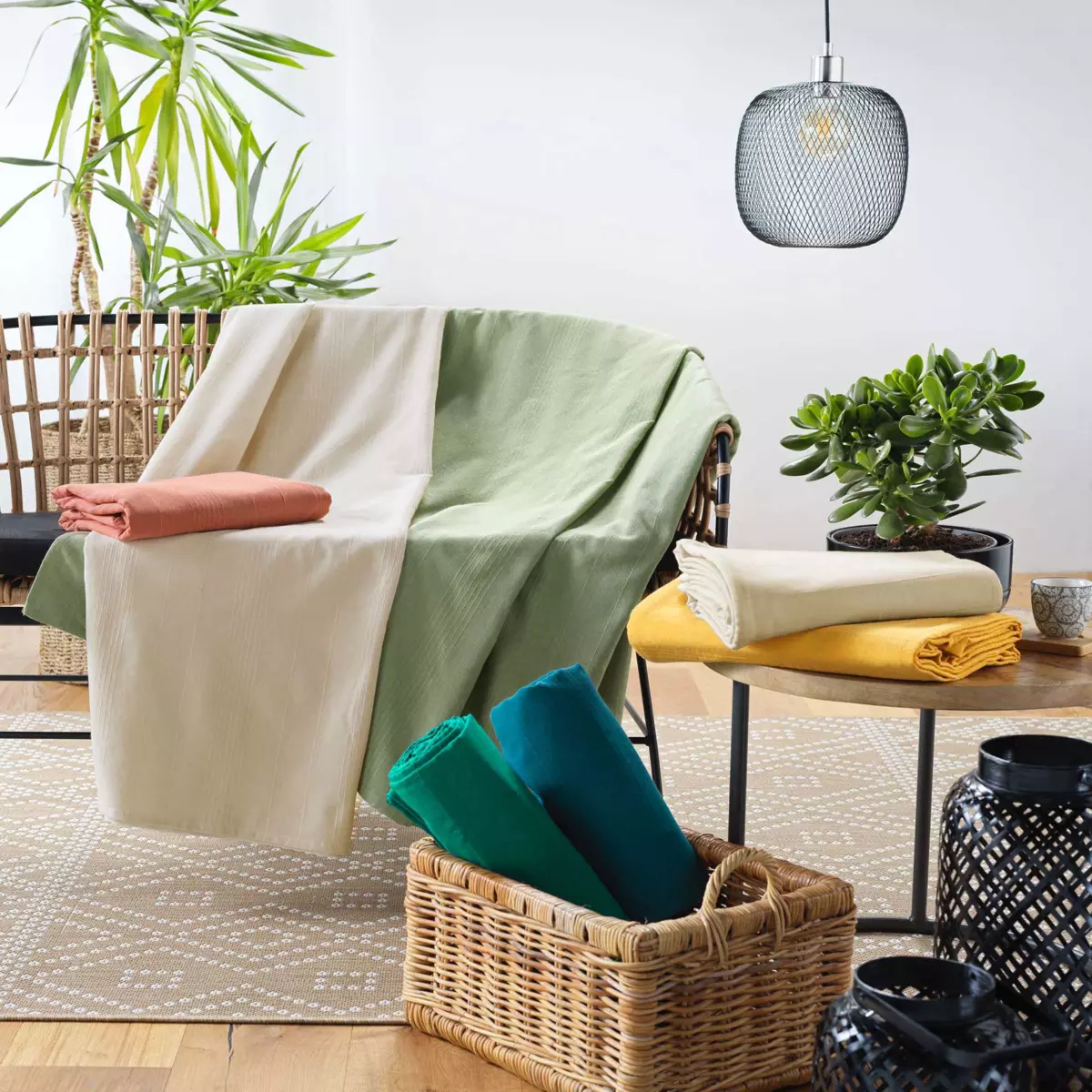 Plaid (220 cm) Lucile Vert sauge 3