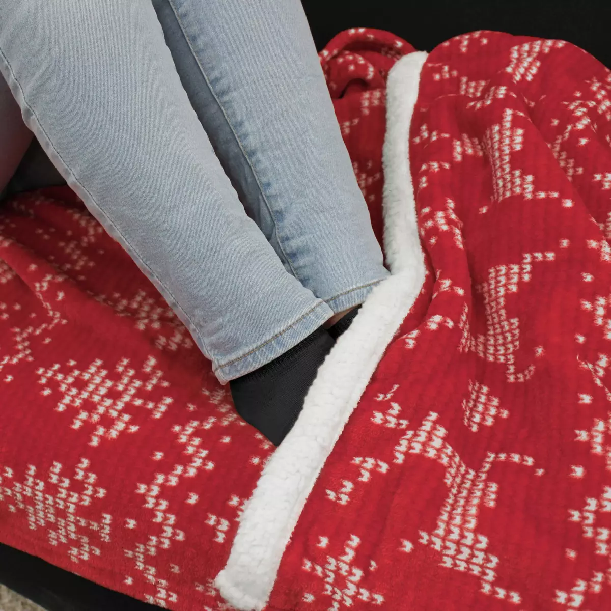 Plaid in pile con tasca (150 cm) Holly Rosso