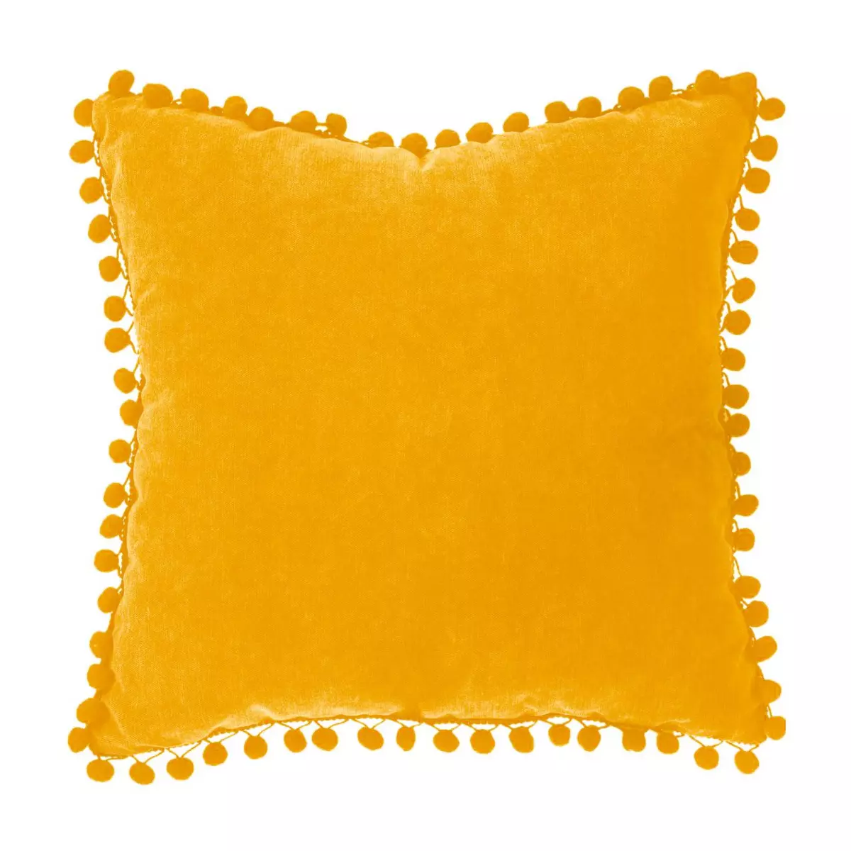 Cuscino quadrato (40 cm) Pompons Giallo ocra 1