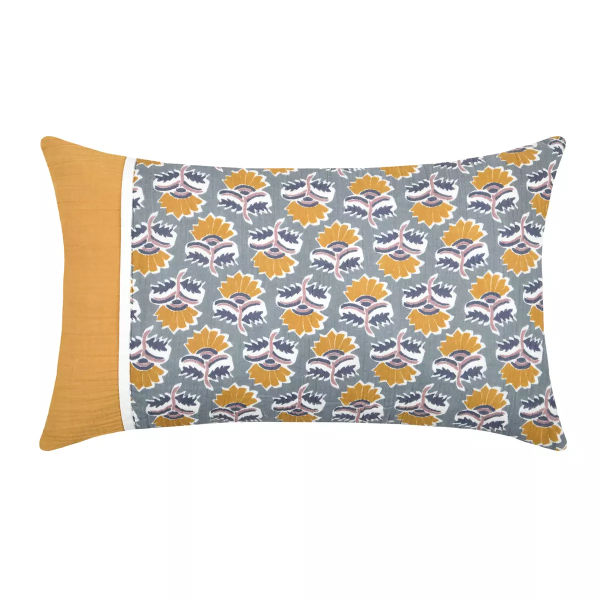 Coussin rectangulaire gaze de coton (50 cm) Sunda Bleu indigo